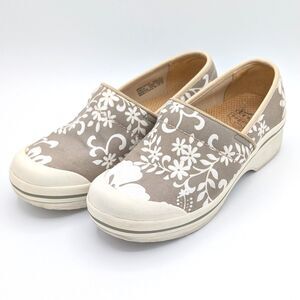 Dansko Volley Vegan Taupe Floral Canvas Clogs Women's Size EU 37 / US 7